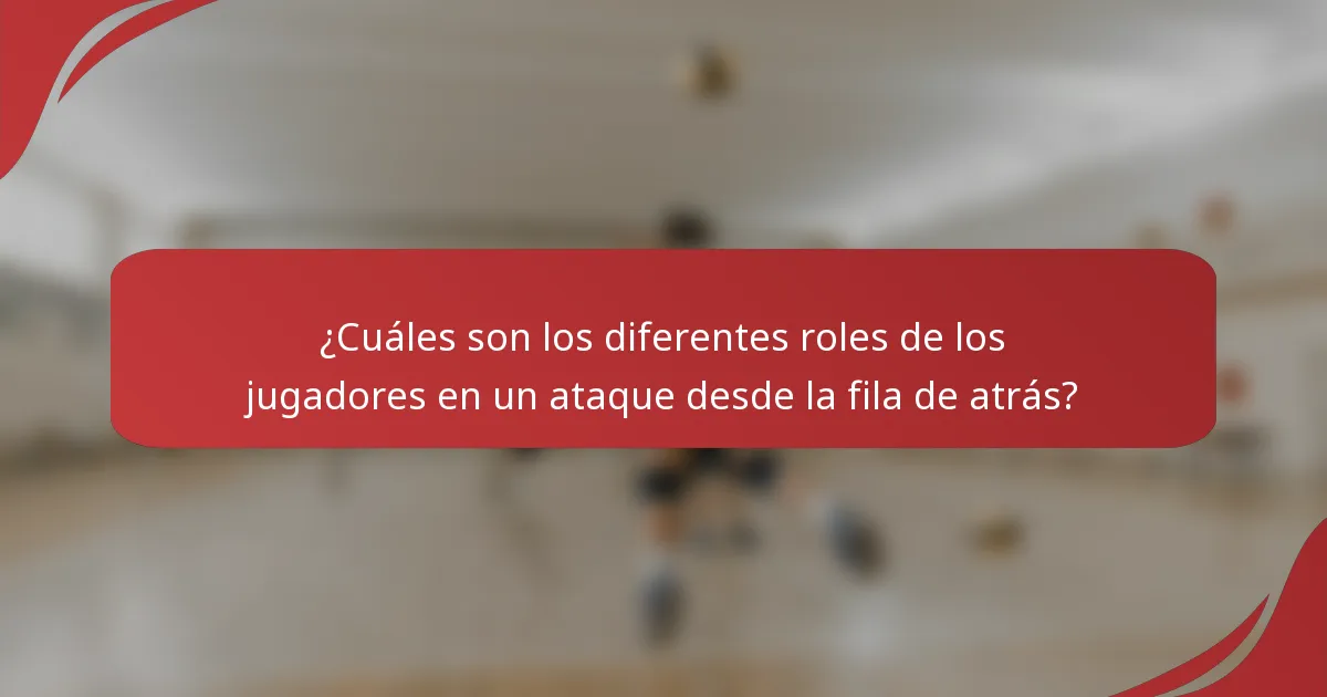 ¿Cuáles son los diferentes roles de los jugadores en un ataque desde la fila de atrás?