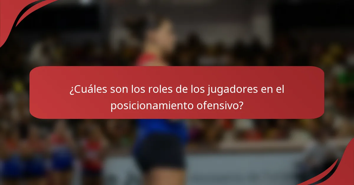 ¿Cuáles son los roles de los jugadores en el posicionamiento ofensivo?